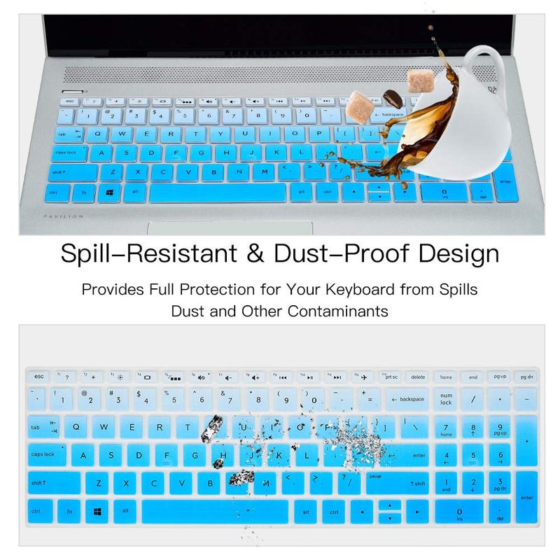 imComor Keyboard Cover for HP Laptop 15-db 15-dw 15-dy 15-da 15-bs/bw 15-ef 15t 15z 15.6" 15-db0011dx 15-dy1043dx/dy1051wm 15-dw0037wm/dw1083wm 15-ef1001ds ef1023dx, HP 17-by/bs/ca 17.3 Keyboard Skin, Blue - Image 5